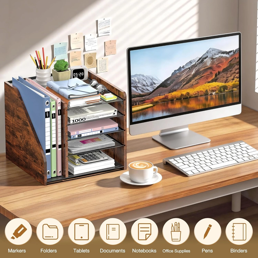 Rustic Wood Desk Organizer