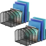 Black Metal Mesh Desktop File Organizer