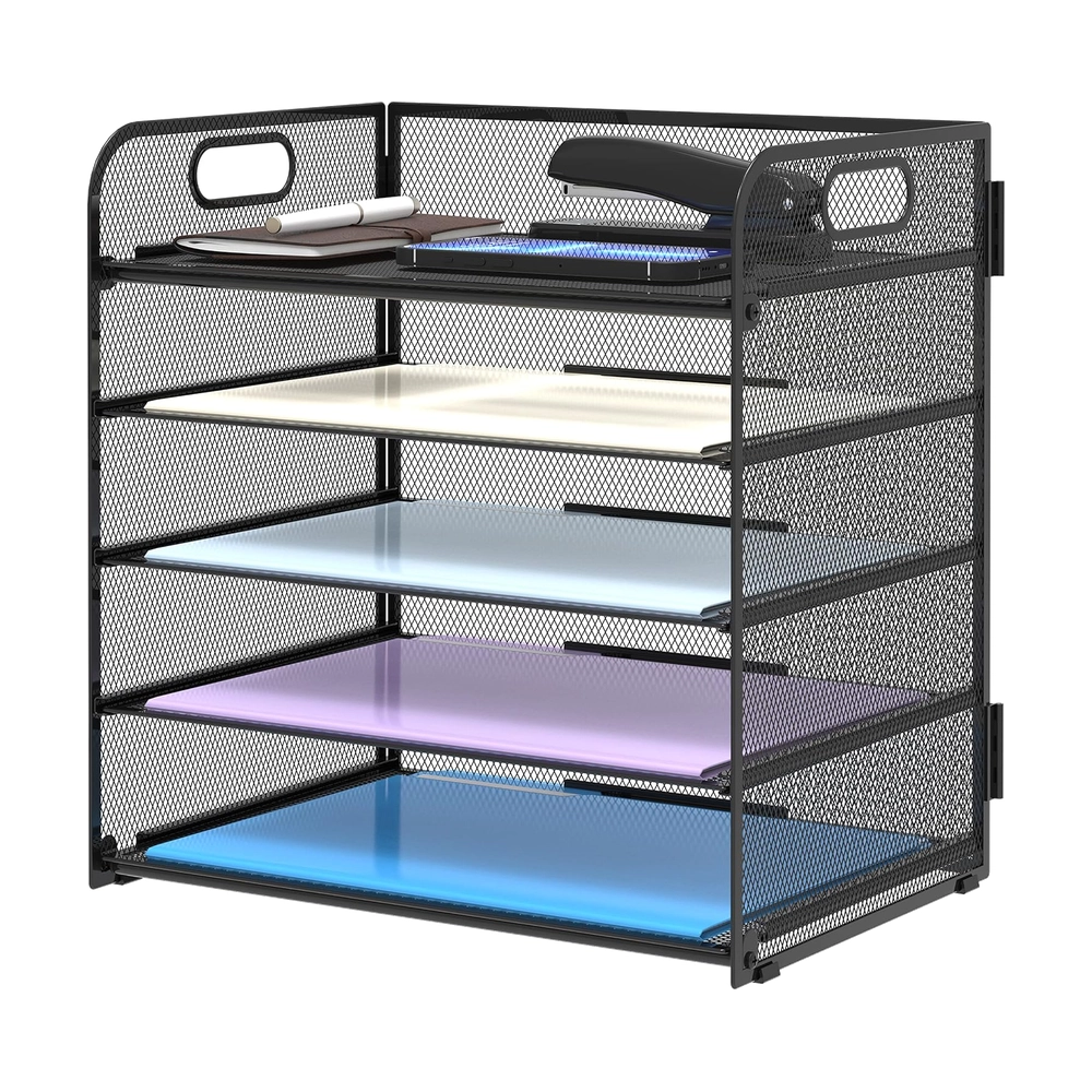 Mesh Paper Organizer featured (CMC) Black Mesh Desk Organizer