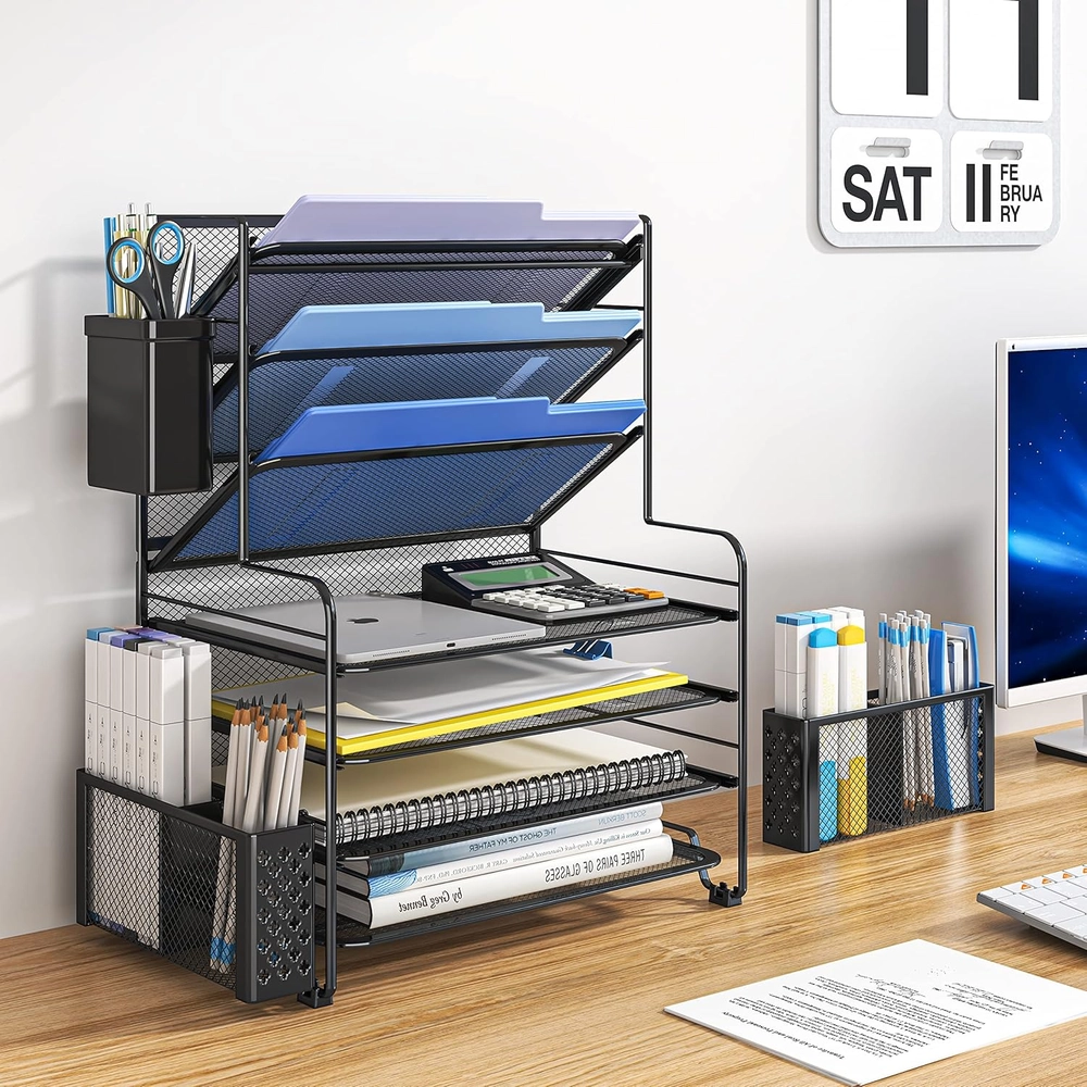 Multi-Tier Mesh Desk File Sorter