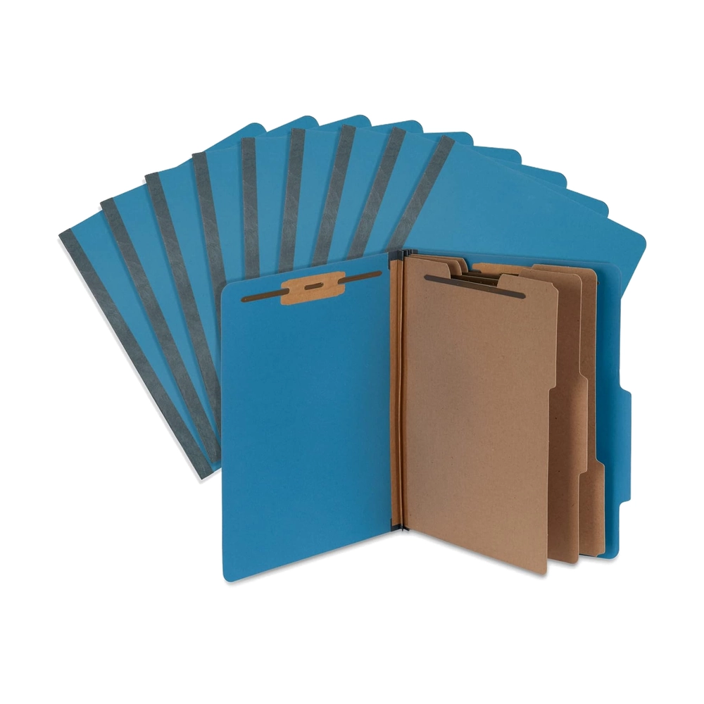 Blue 8-Section Classification File Folders - Letter Size