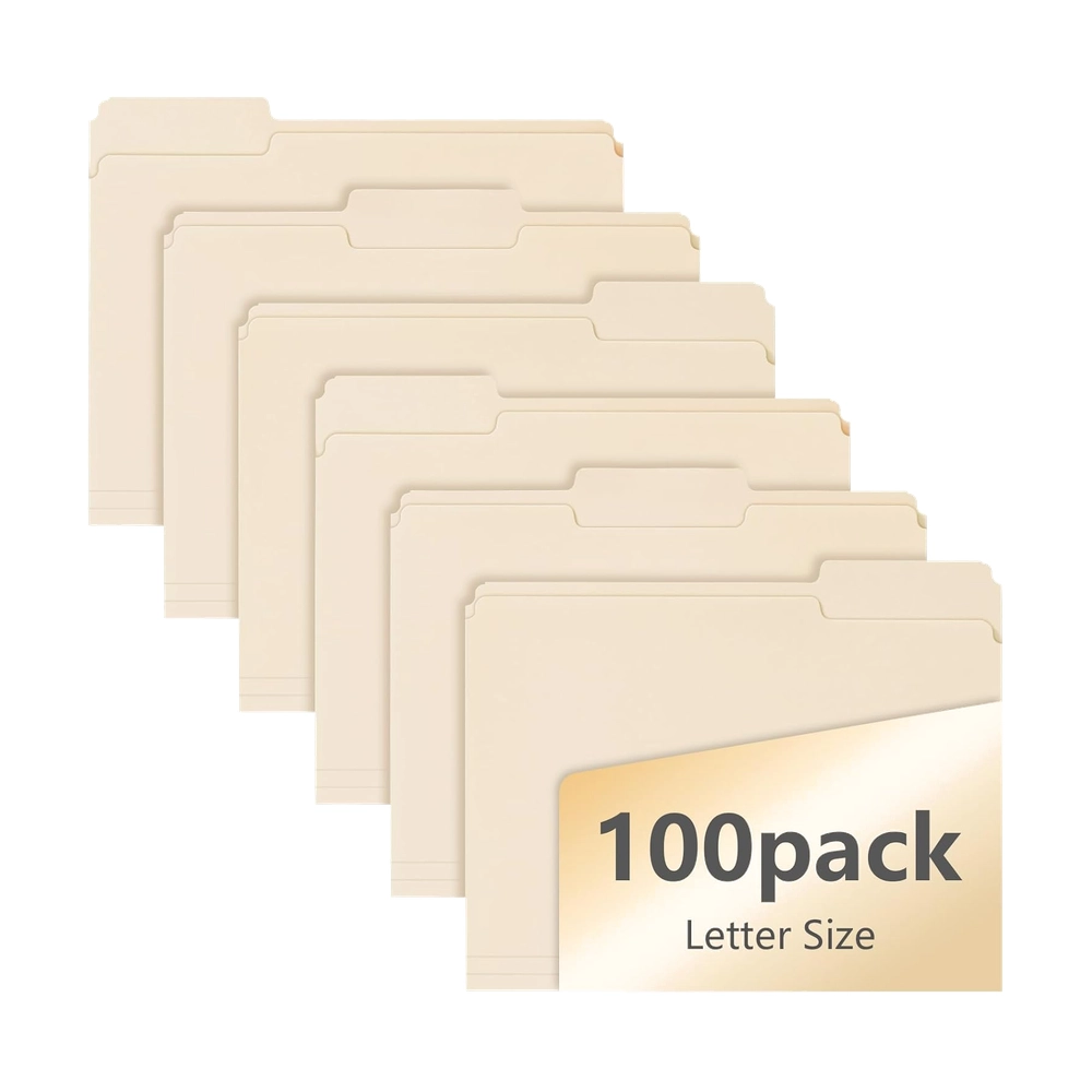 Cream Manila File Folders - Letter Size, 100-Pack, 1/3 Cut Tabs