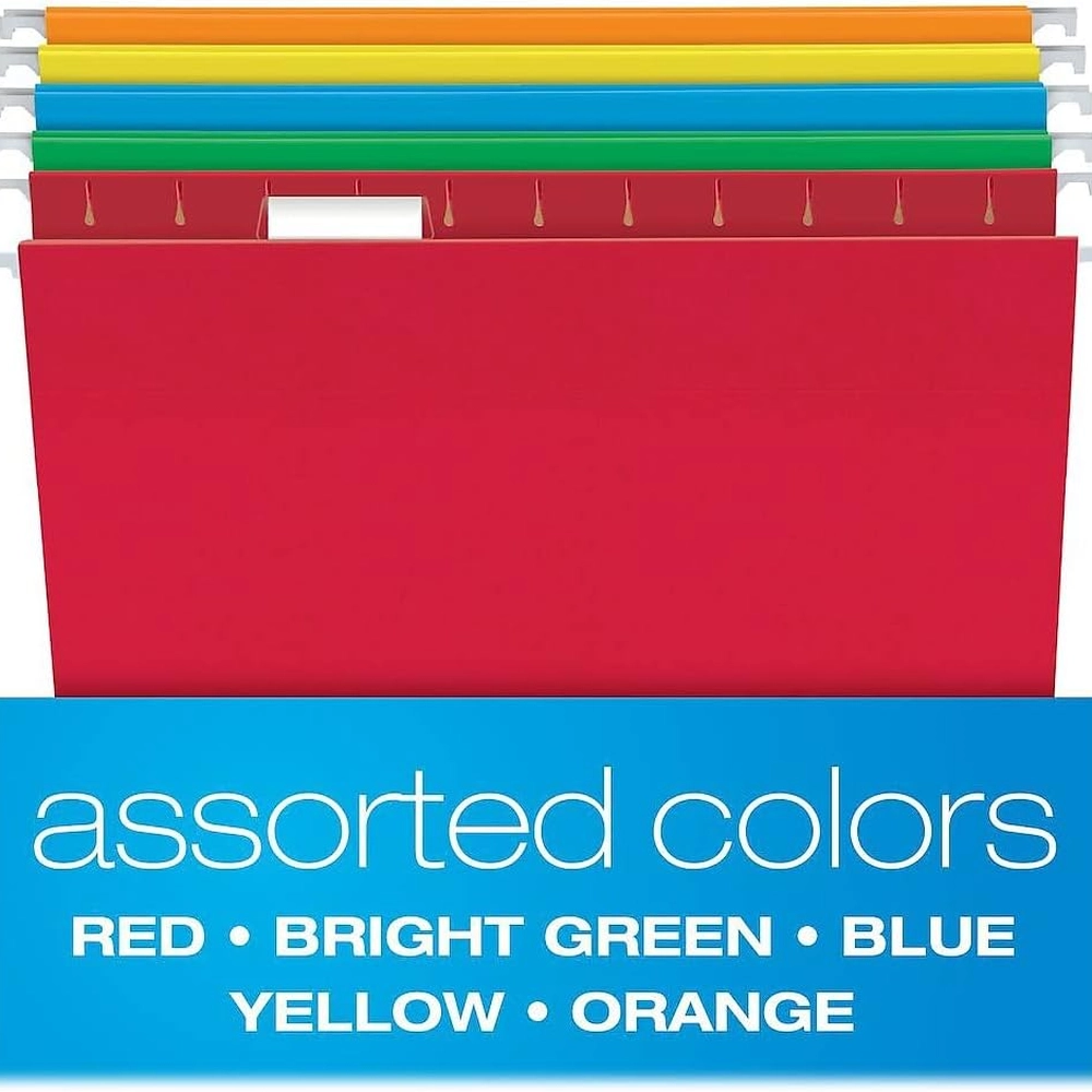 Vibrant Hanging File Folders - Assorted Colors, 1/5 Cut Tabs - Image 2