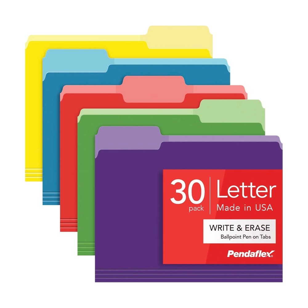 Write 'n' Erase File Folders, Assorted Colors, Letter Size
