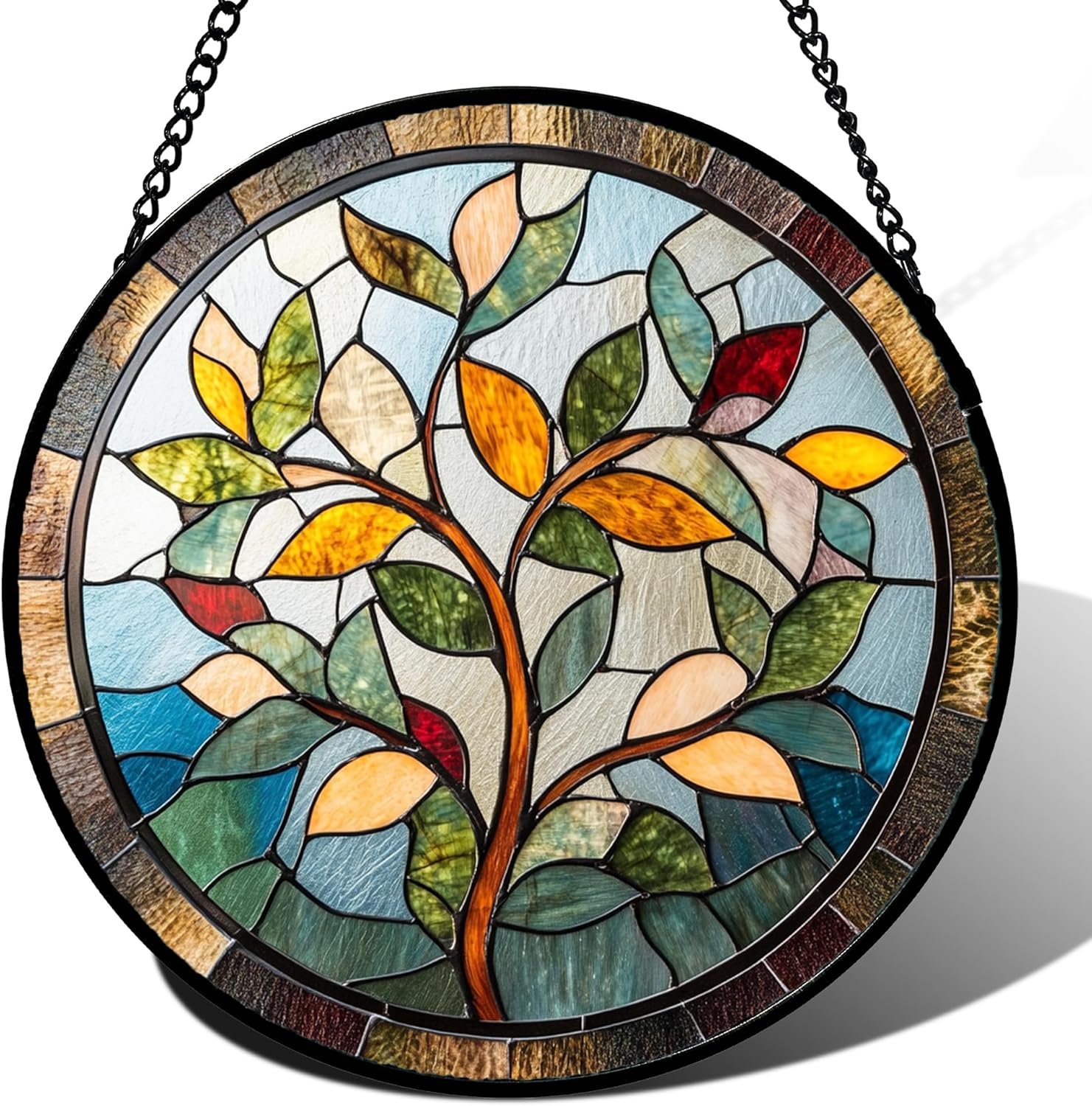 Vibrant Autumn Tree Stained Glass Suncatcher