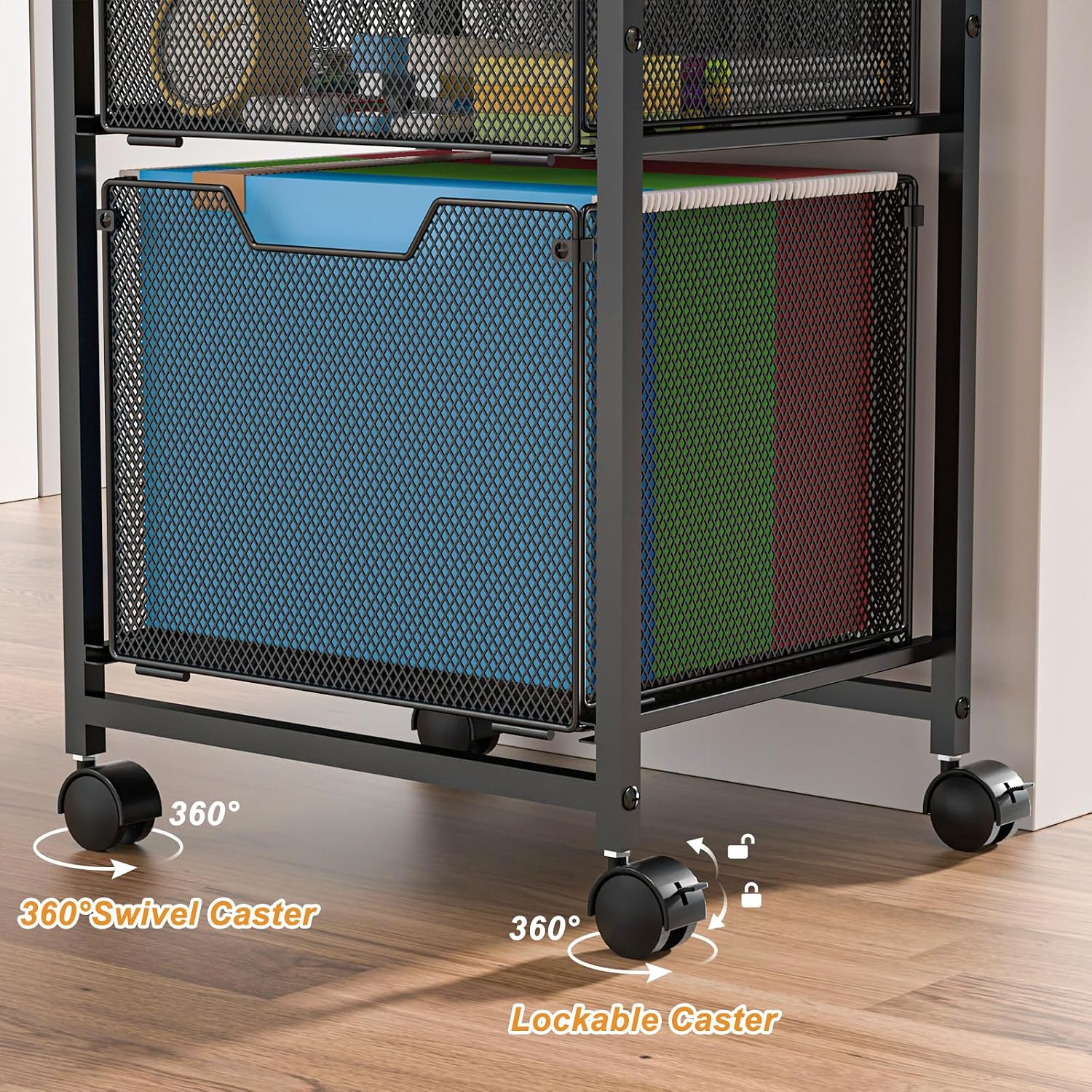 6-Tier Rolling File Cart with Wheels - Image 5
