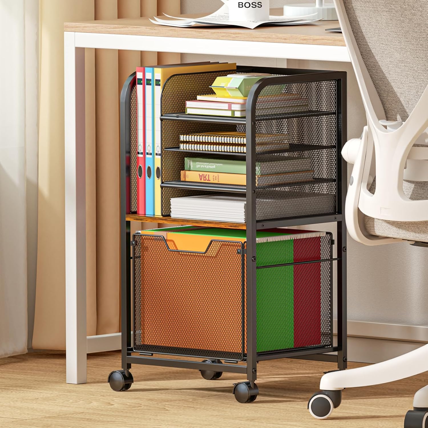 6-Tier Rolling File Cart with Wheels - Image 9