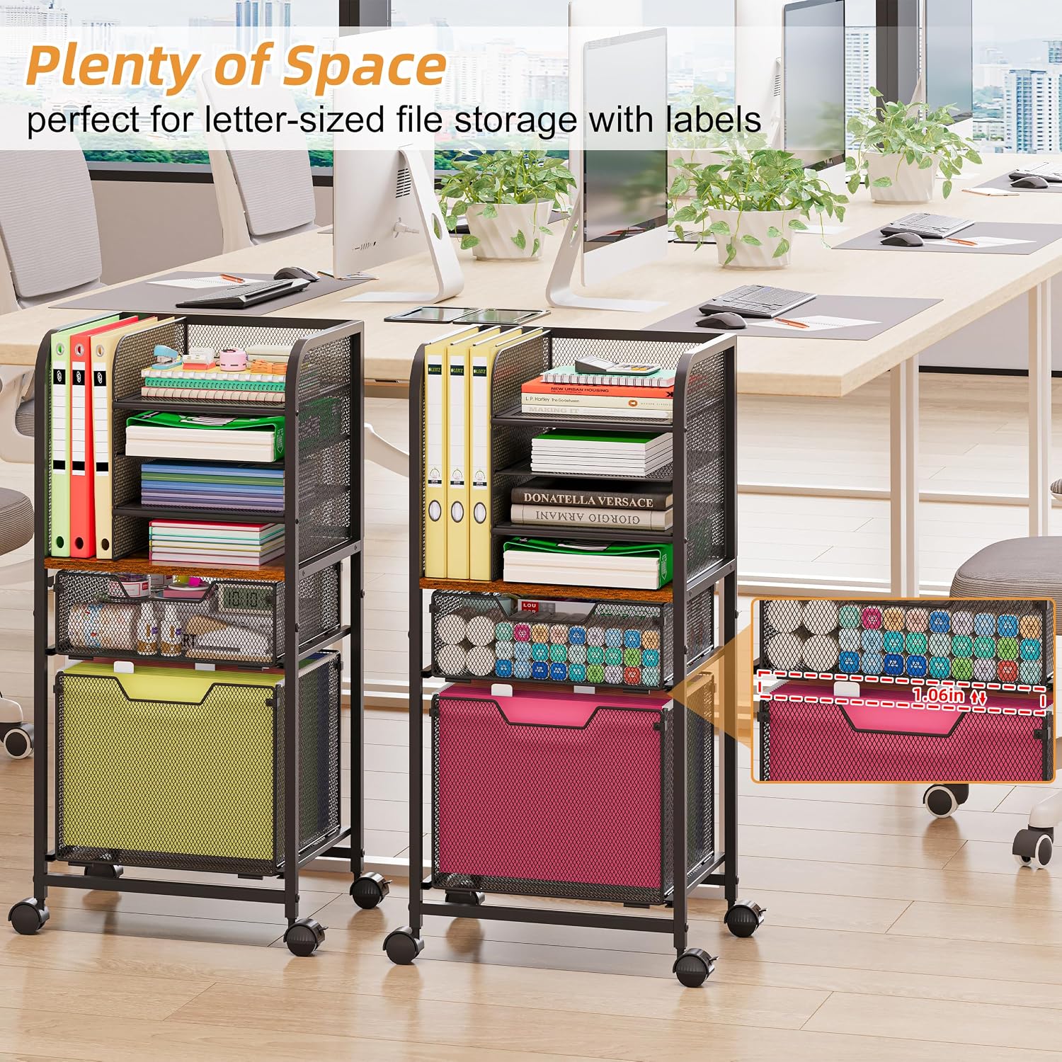 6-Tier Rolling File Cart with Wheels - Image 7