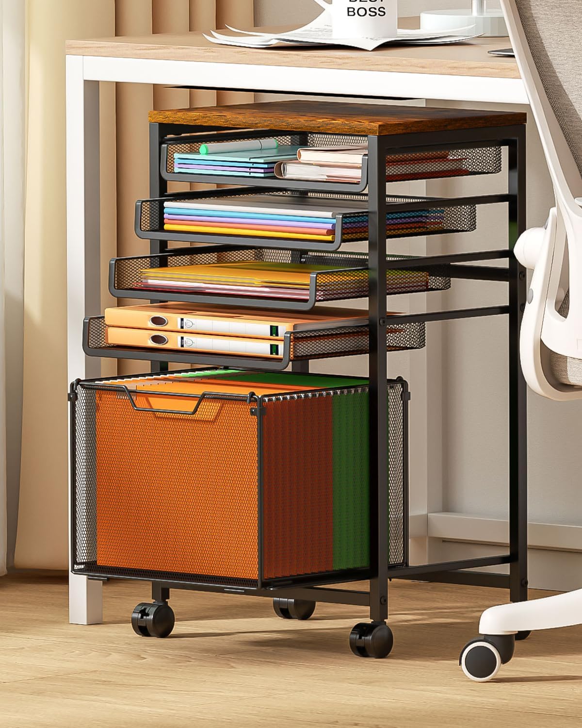 6-Tier Rolling File Cart with Wheels - Image 10