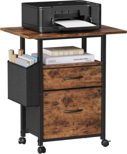 Industrial Printer Cart with Storage & Filing Drawers