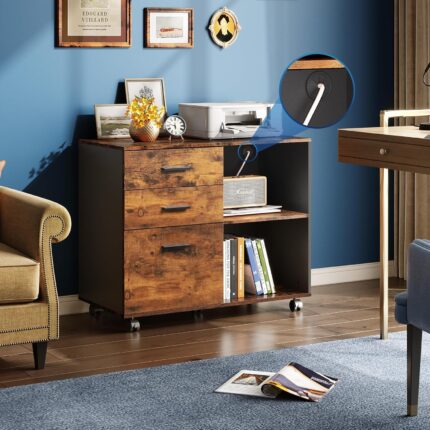 Rustic Mobile Office Cabinet
