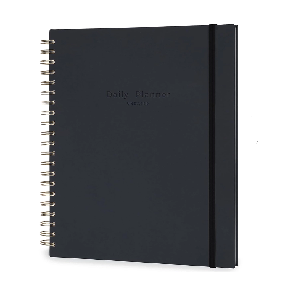 Undated Daily Planner: Letter Size, Gold Spiral, 180 Pages