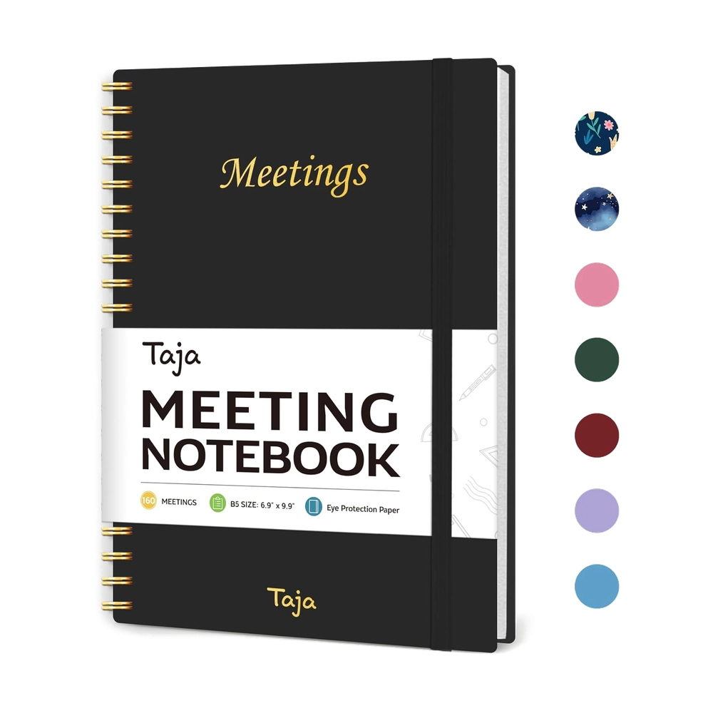 Taja Black B5 Meeting Notebook – Waterproof, 160 Pages