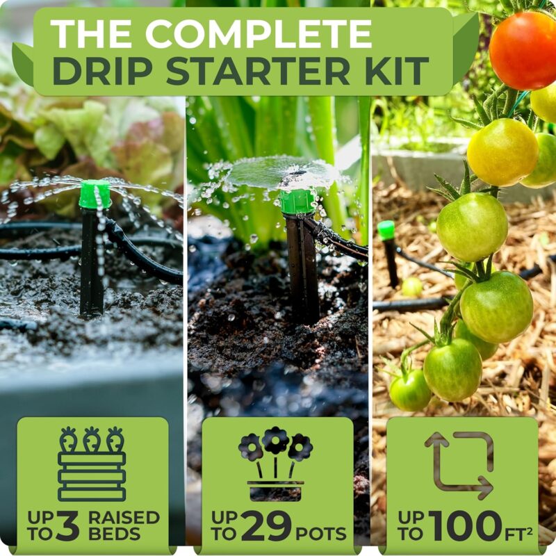 Garden Drip Irrigation Kit with Vortex & Stream Emitters