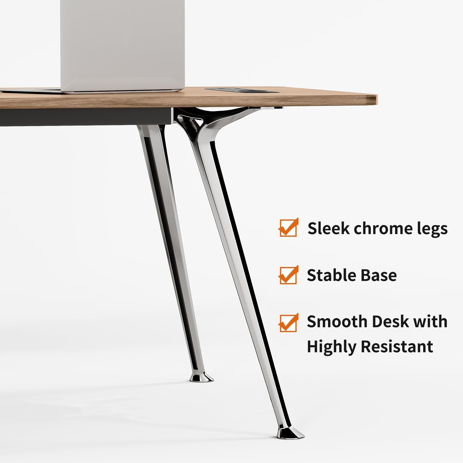 Natural Wood Office Desk with Power Outlet - Hình 7