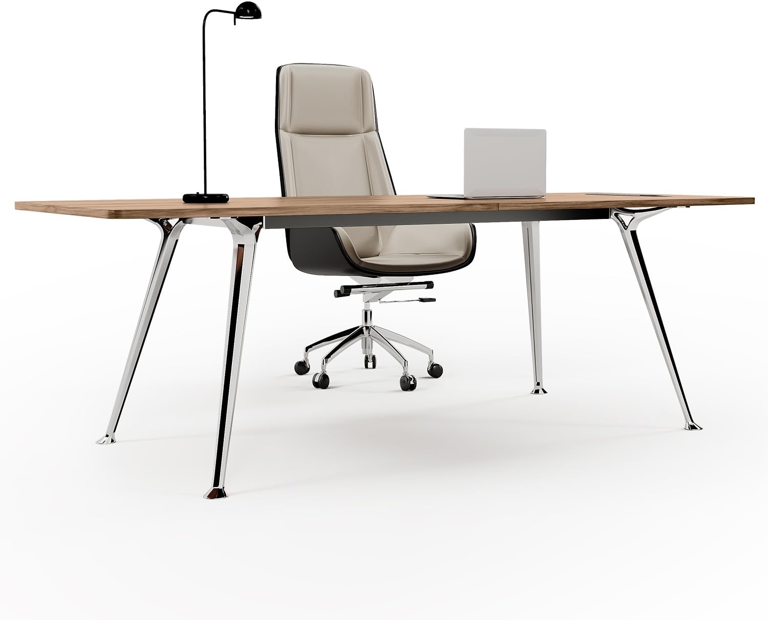 Natural Wood Office Desk with Power Outlet - Hình 8
