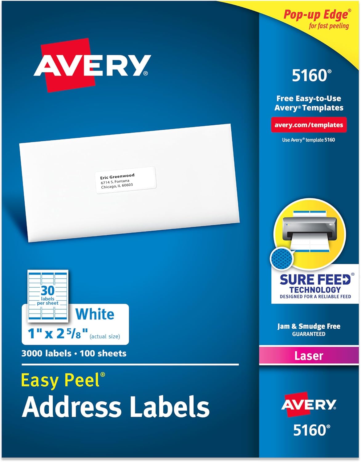 Avery 5160 Easy Peel White Address Labels