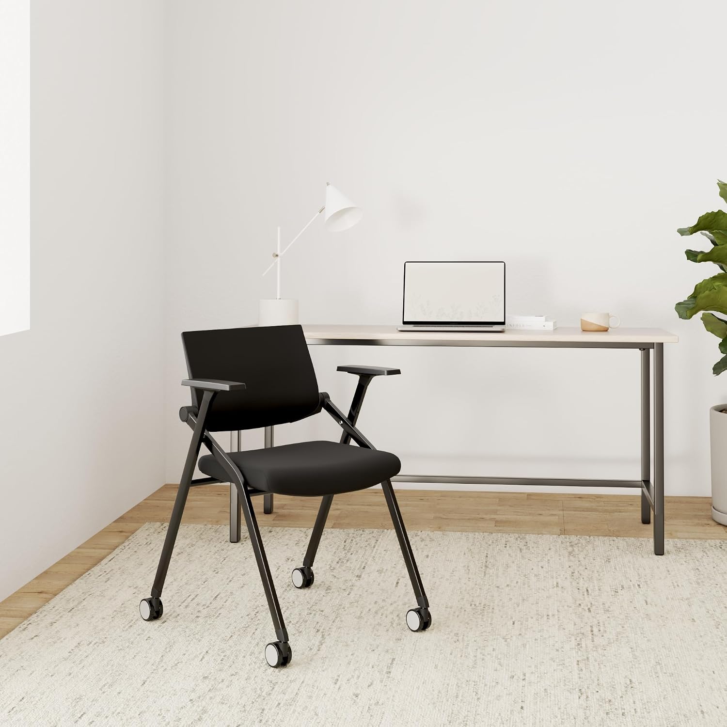 Folding Office Chair with Wheels - Hình 2