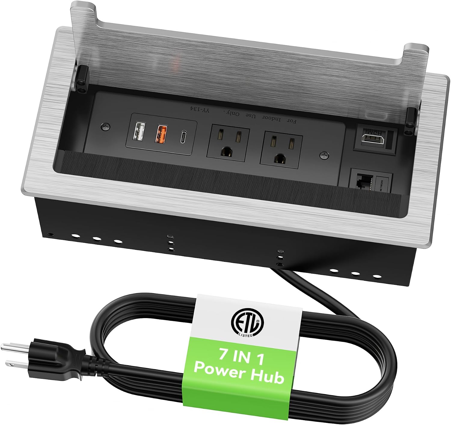 7-in-1 Recessed Conference Table Power Hub