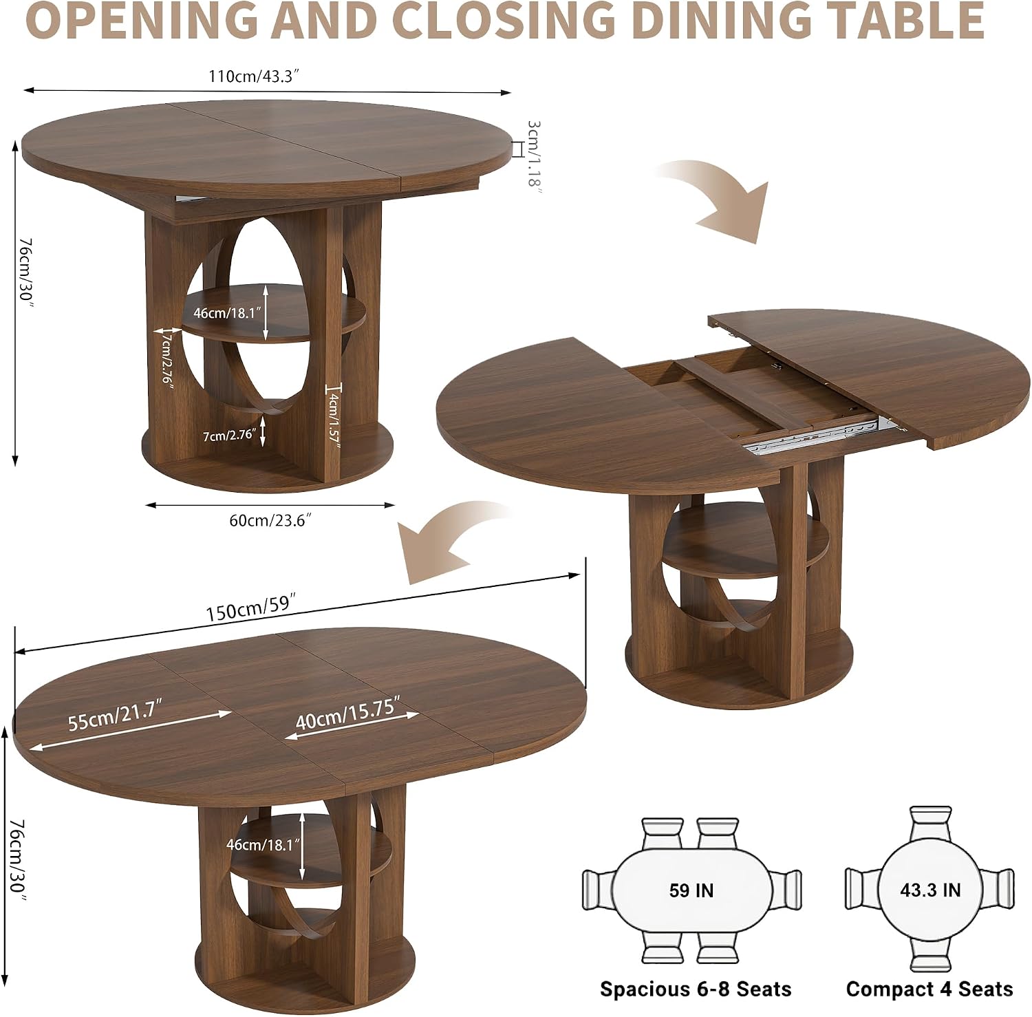 Walnut Expanding Conference Table - Hình 2