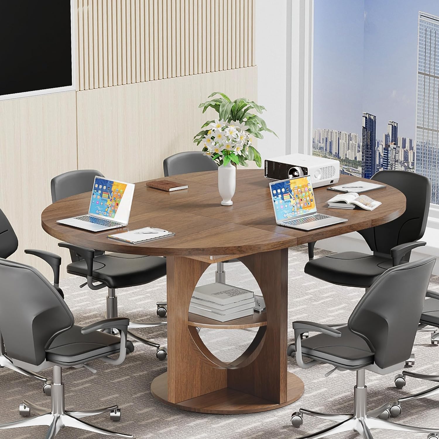 Walnut Expanding Conference Table