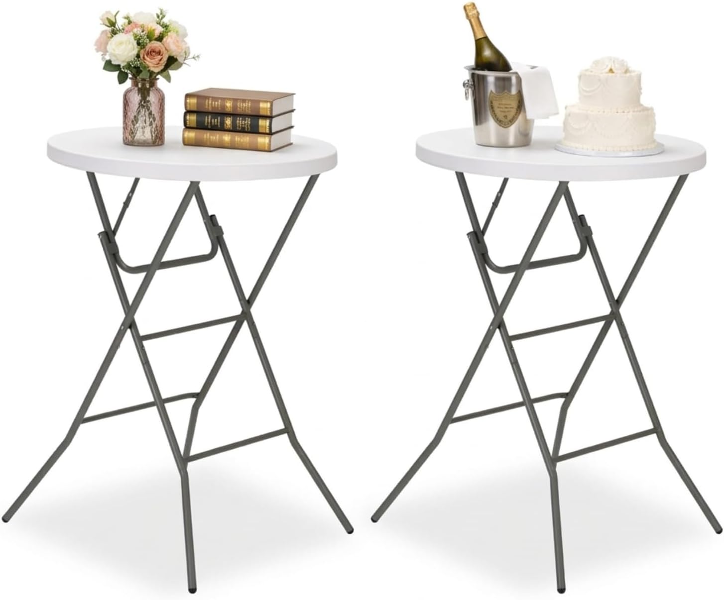 32-inch White Round Folding Bar Table