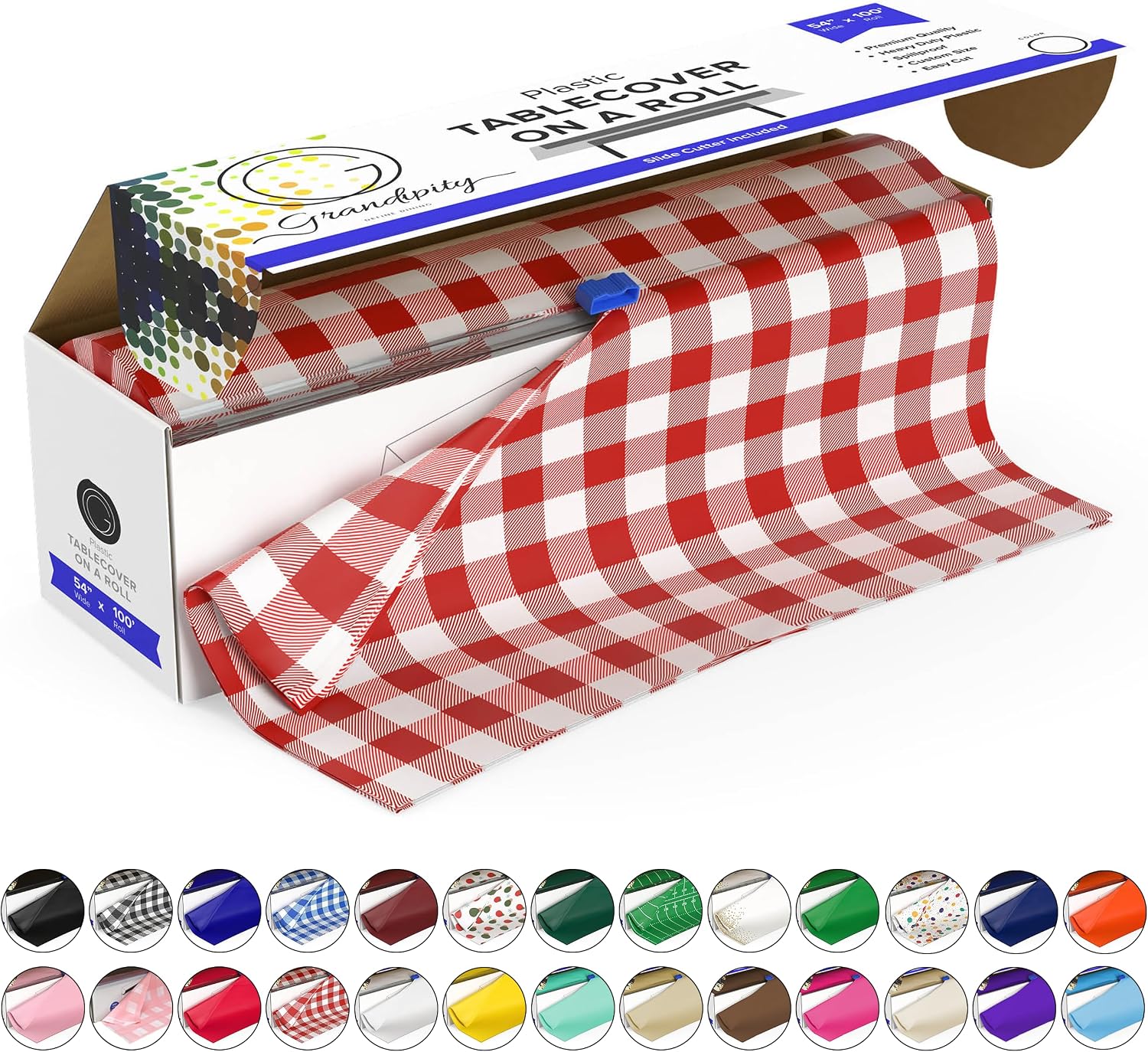 Grandpity Red Gingham Disposable Tablecloth Roll