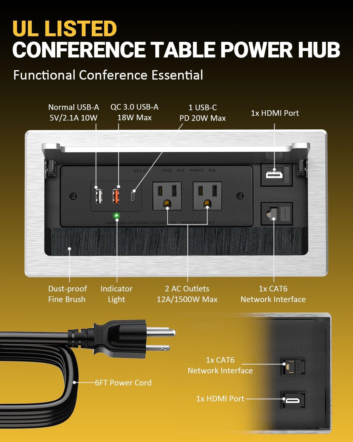 Recessed Desk Power Outlet USB-C - Hình 4
