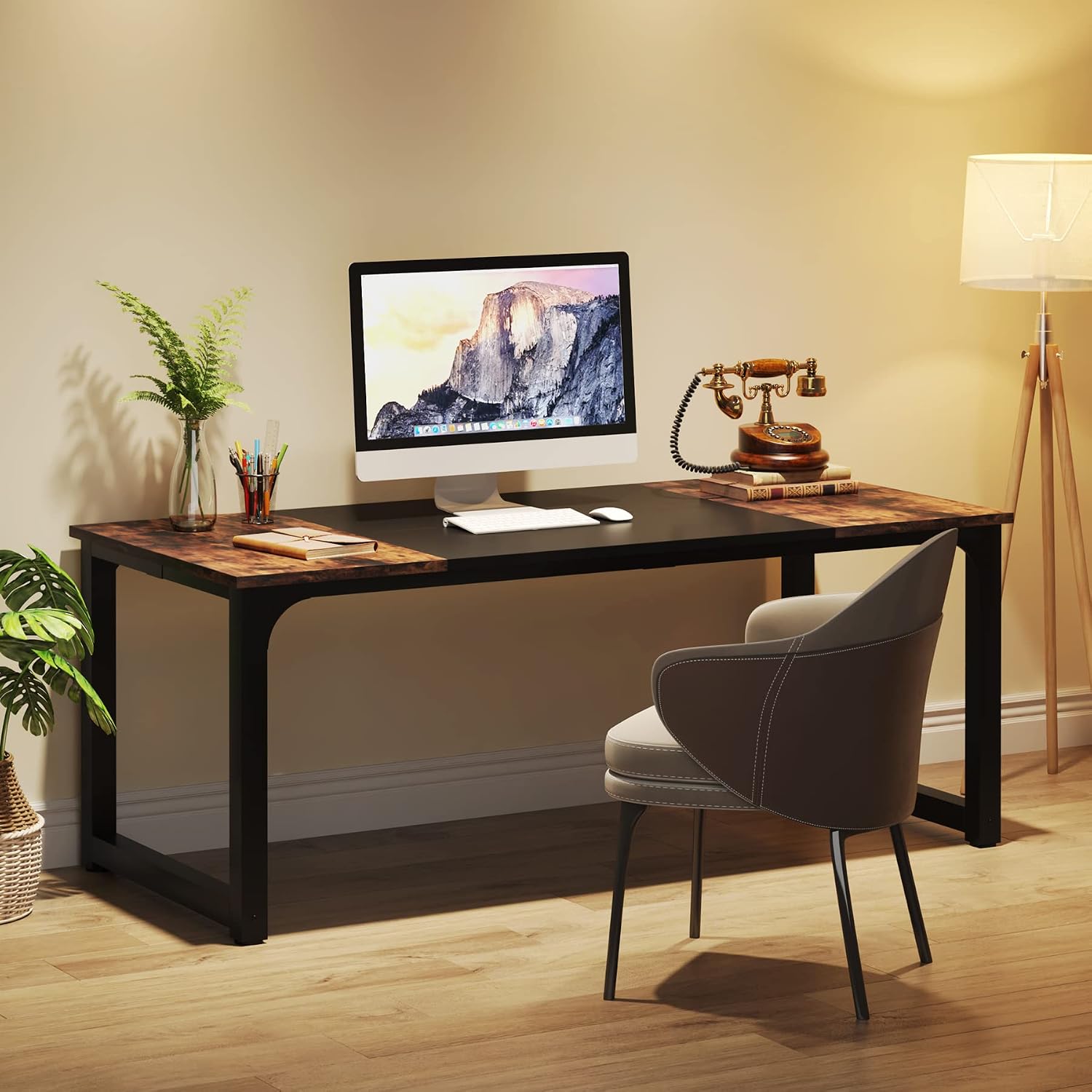 Rustic Industrial Executive Desk - Hình 2
