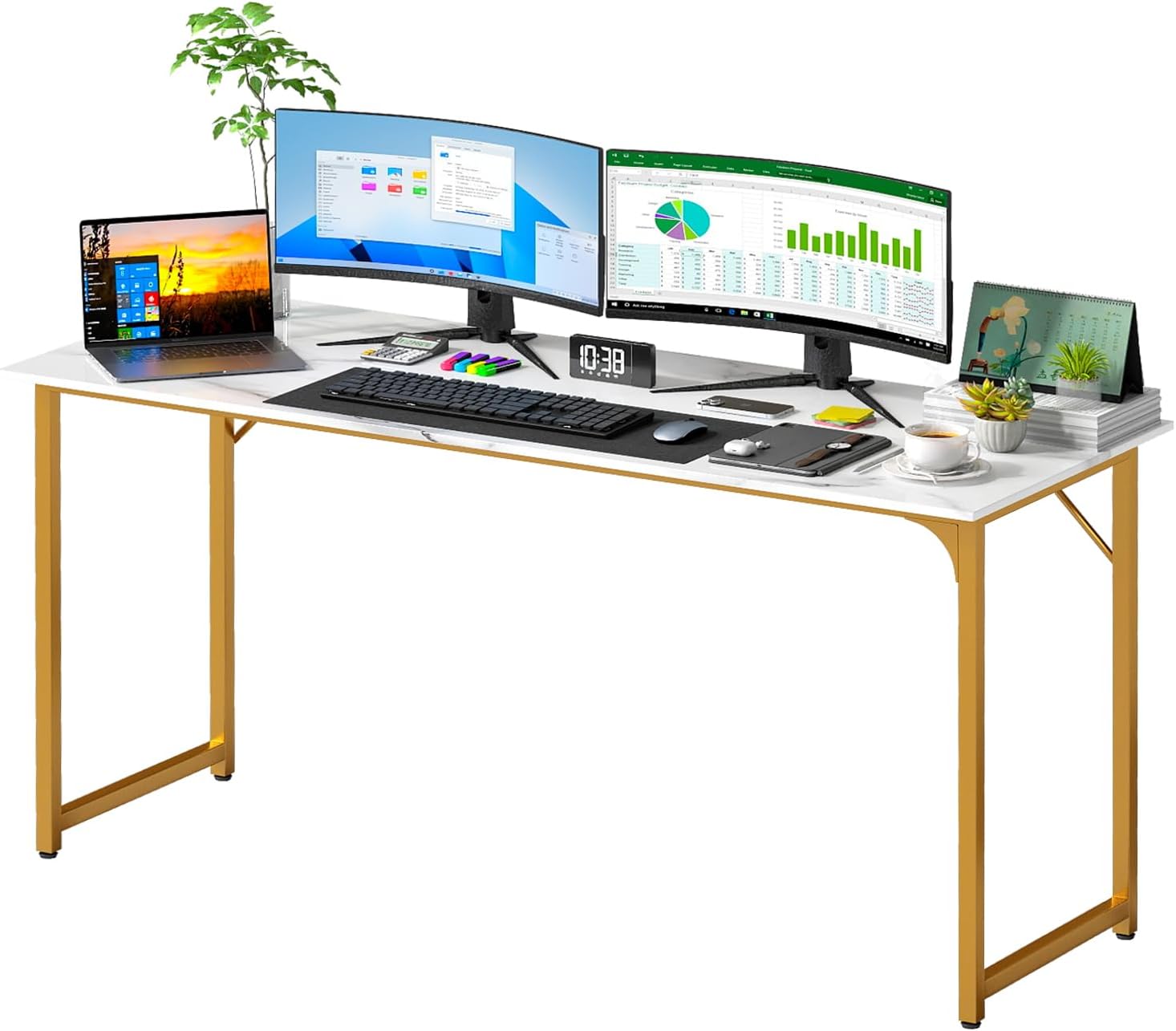 Compact Rustic Brown Office Desk - Hình 15