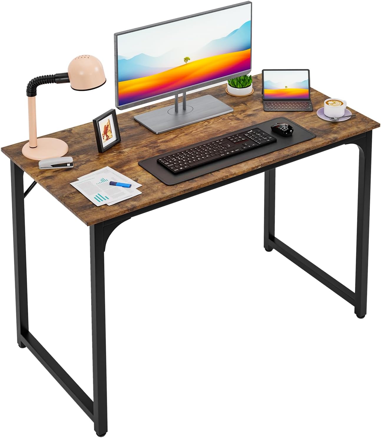 Compact Rustic Brown Office Desk - Hình 11