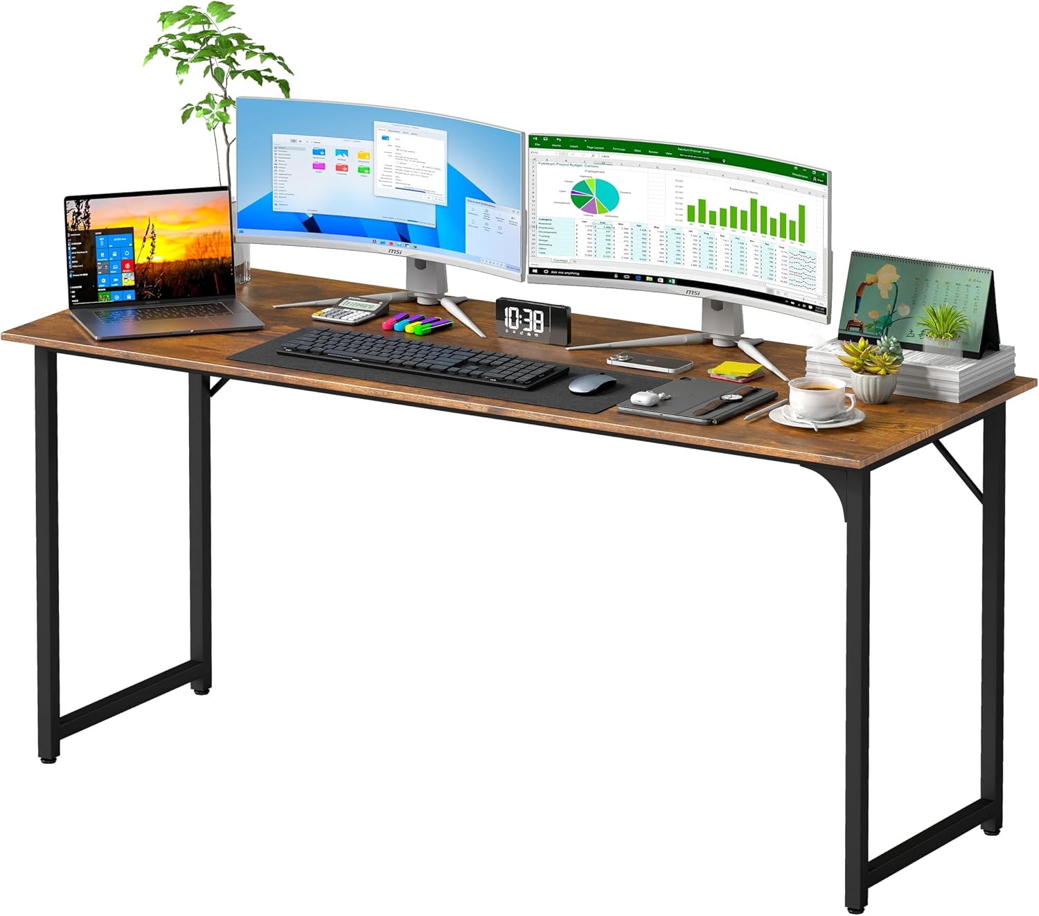Compact Rustic Brown Office Desk - Hình 39