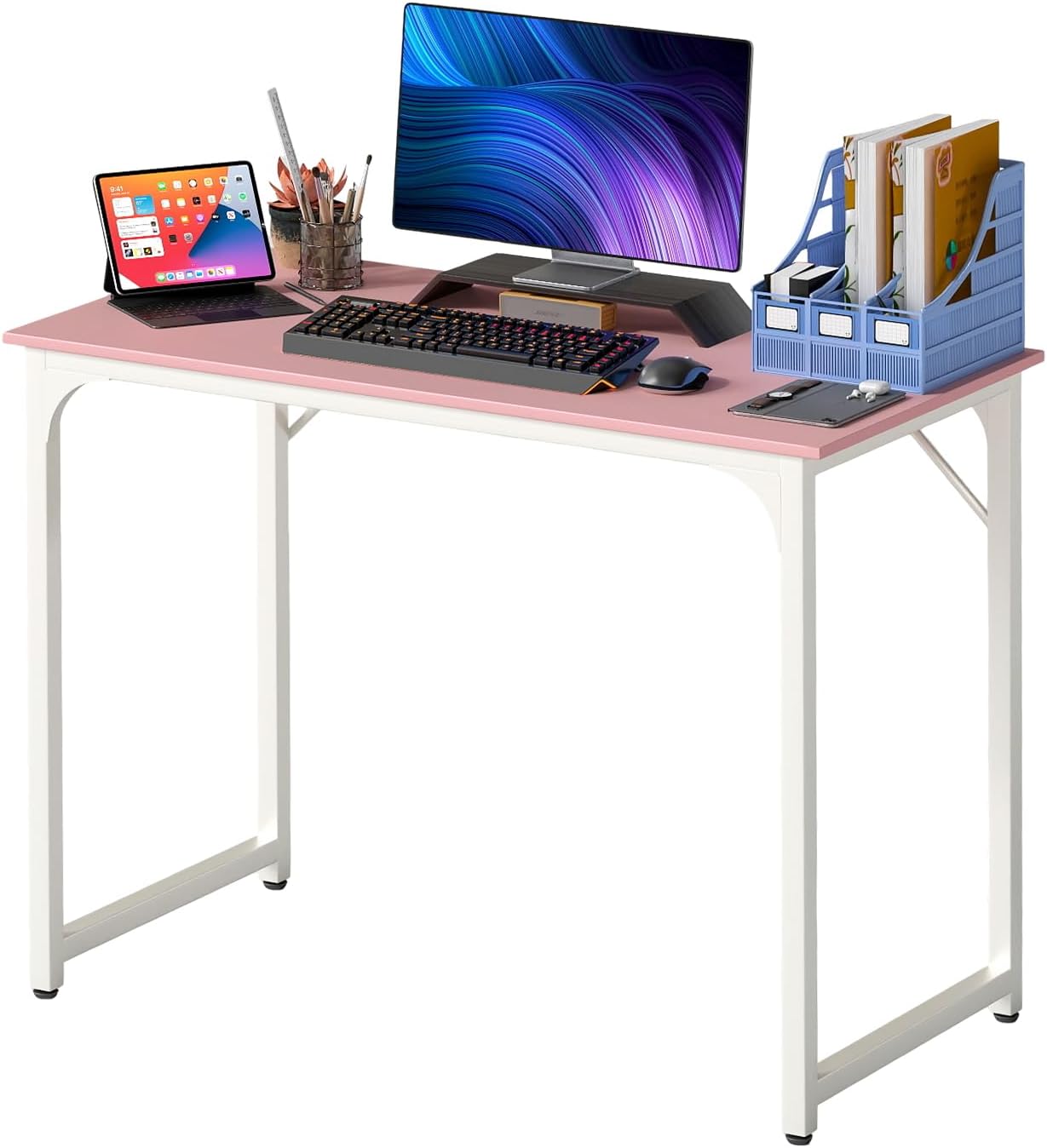 Compact Rustic Brown Office Desk - Hình 26