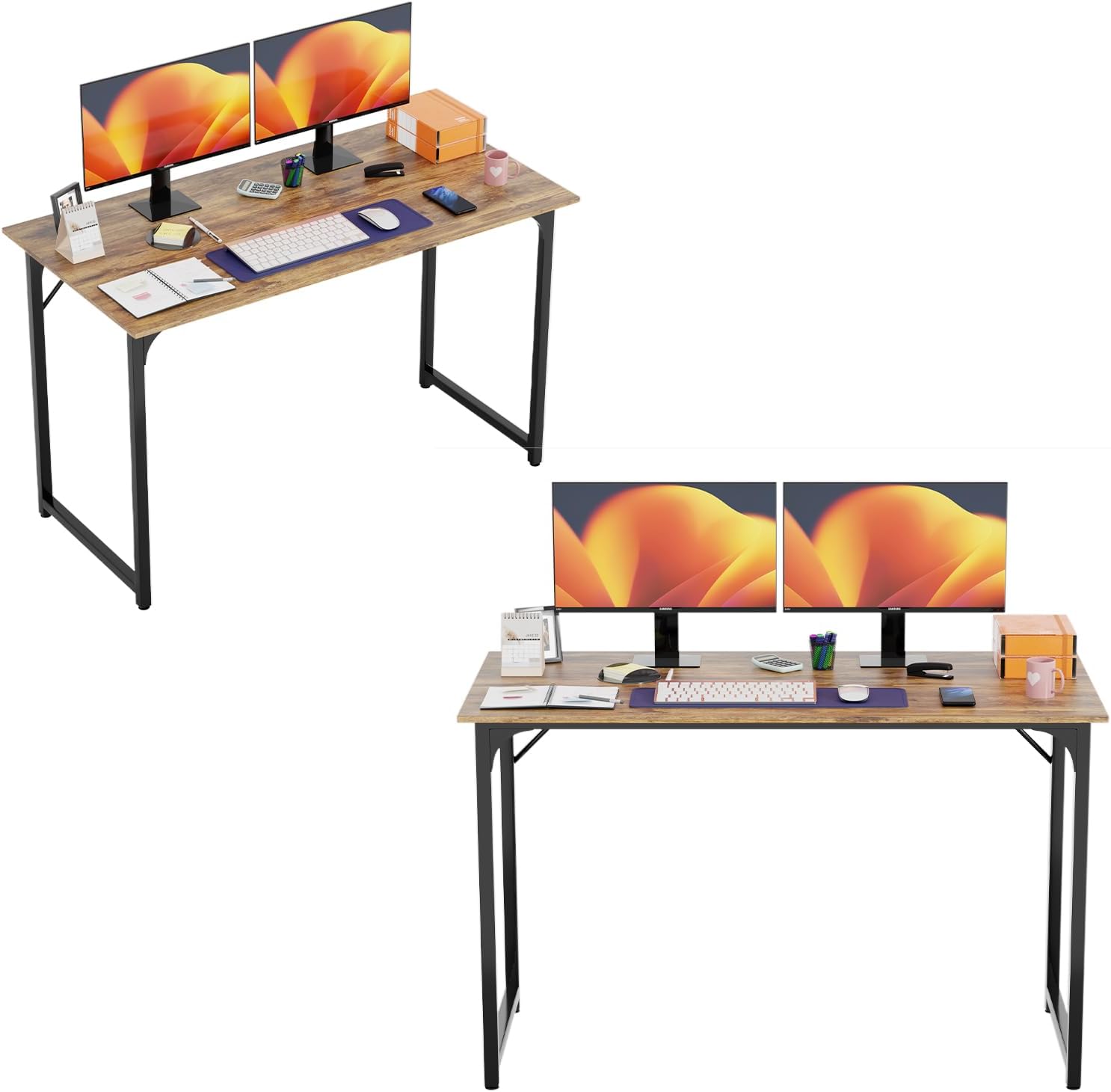 Compact Rustic Brown Office Desk - Hình 40