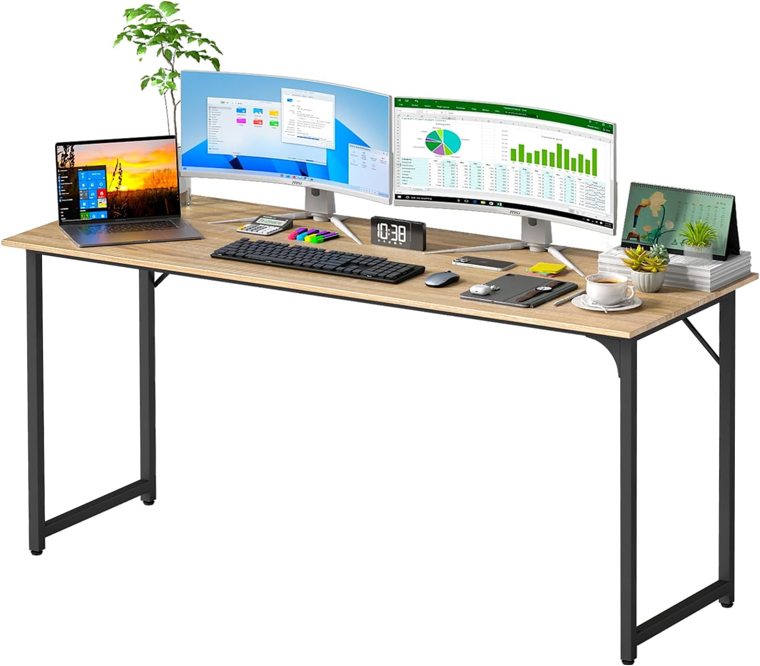 Compact Rustic Brown Office Desk - Hình 25