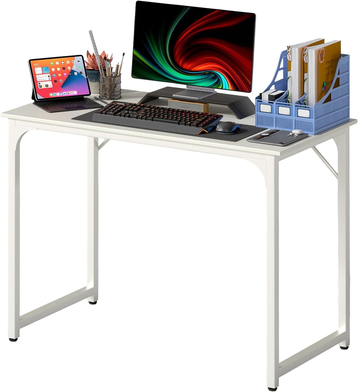 Compact Rustic Brown Office Desk - Hình 28