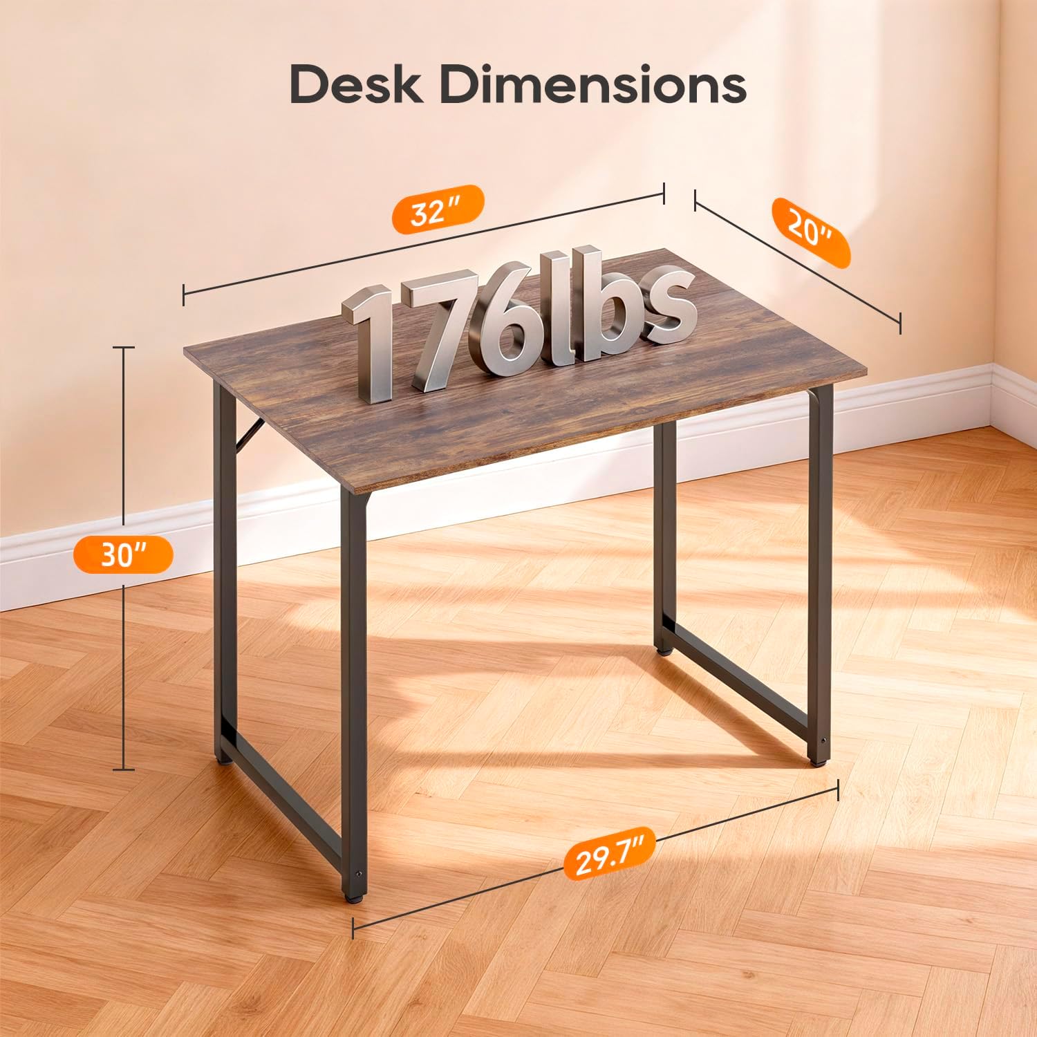 Compact Rustic Brown Office Desk - Hình 3