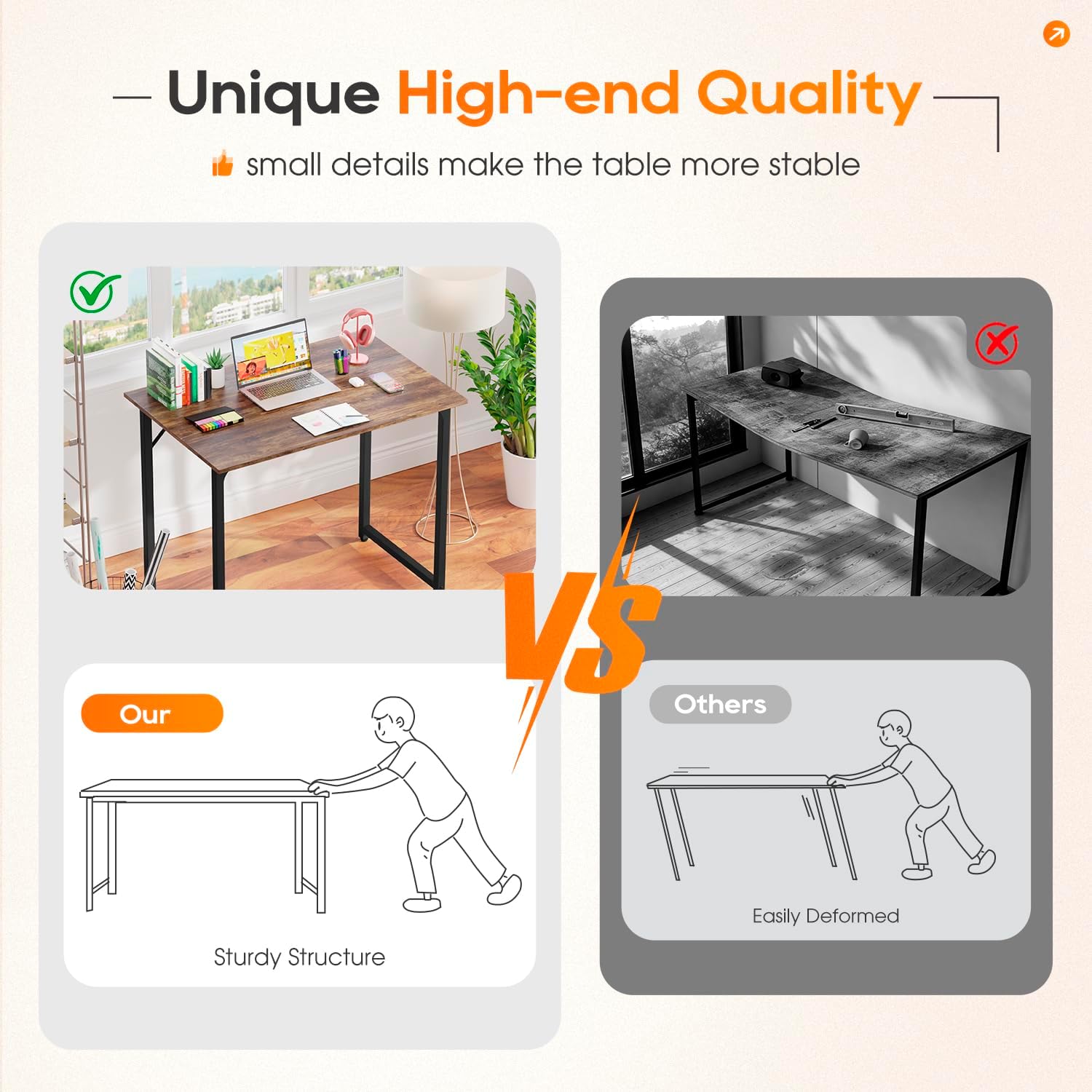 Compact Rustic Brown Office Desk - Hình 4