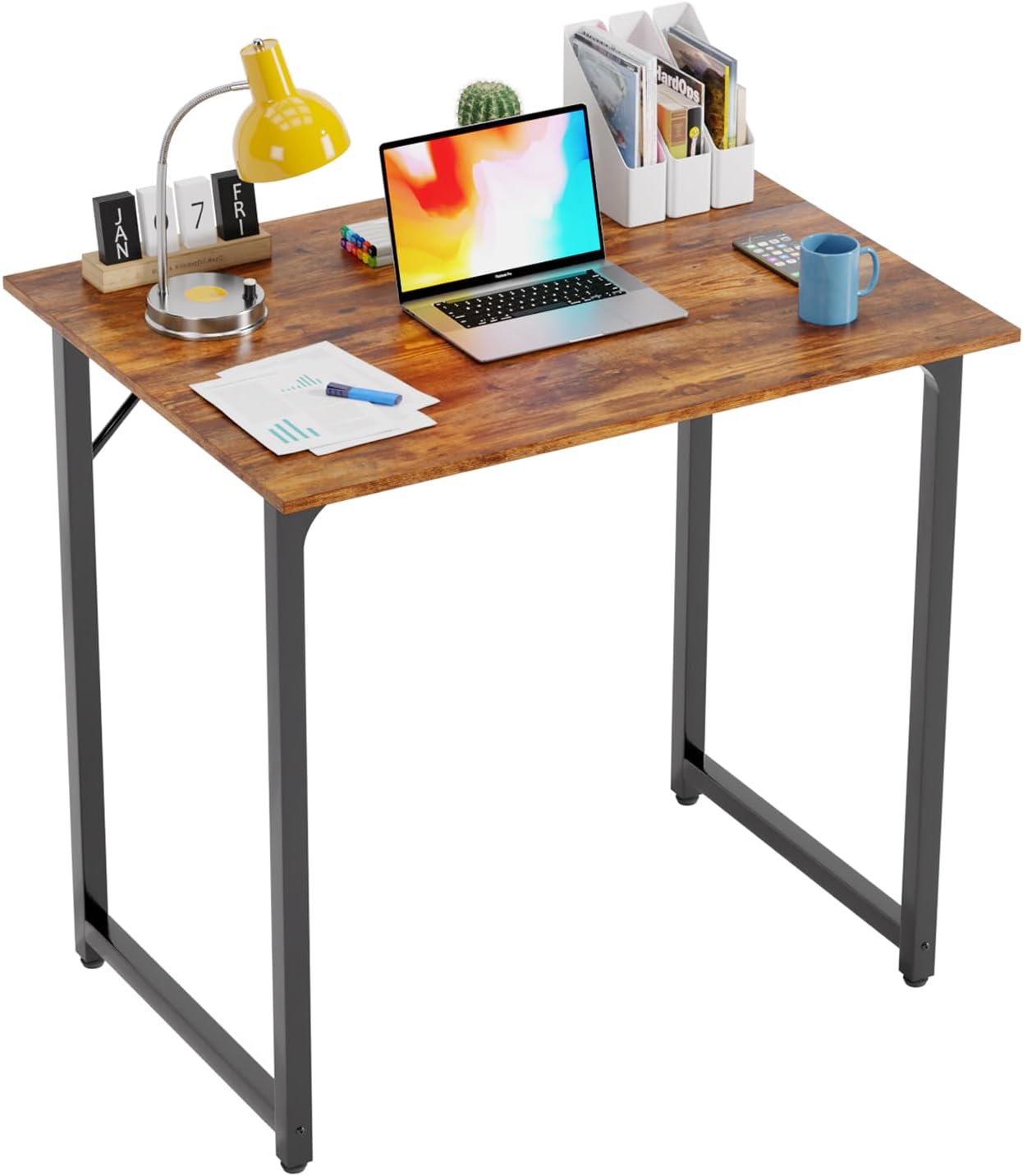 Compact Rustic Brown Office Desk - Hình 36