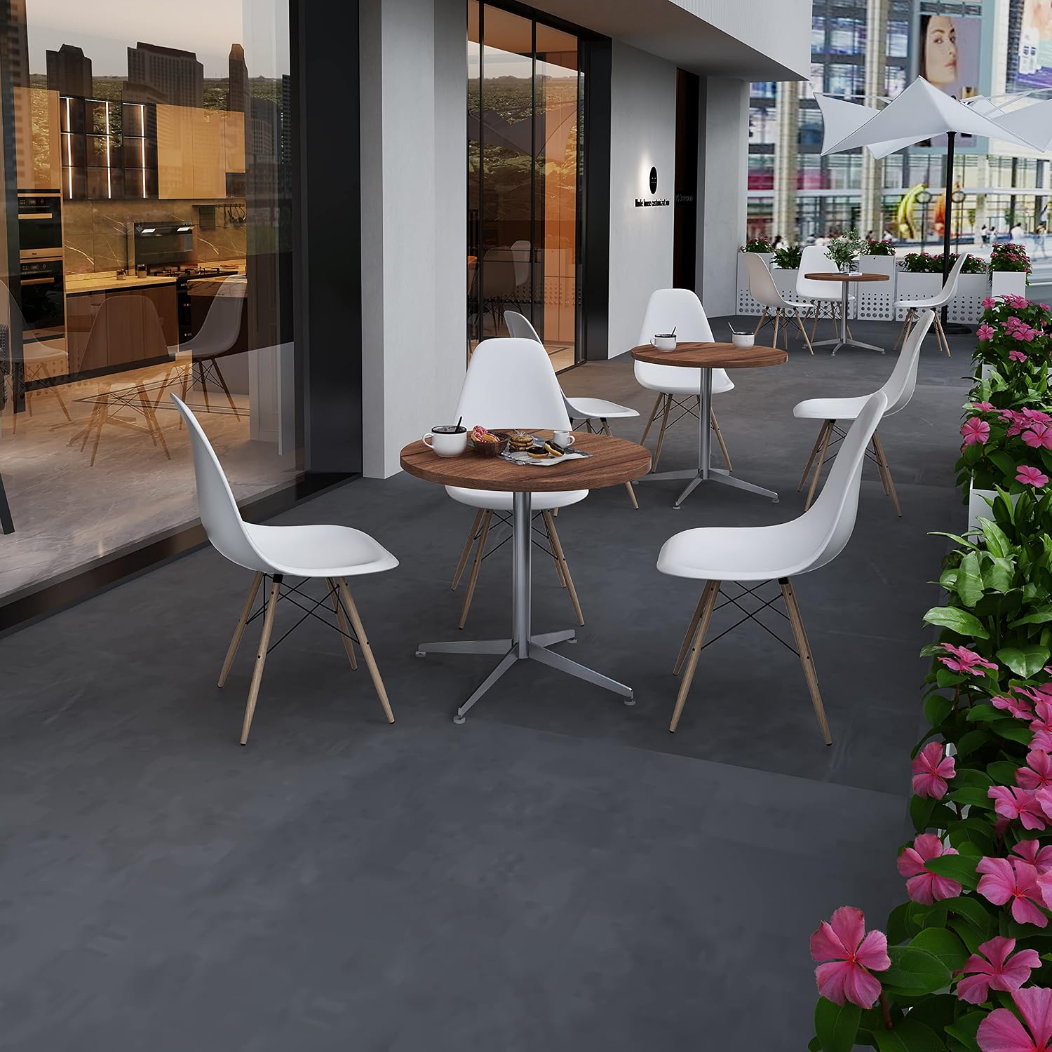 Modern Walnut Round Meeting Table - Hình 2