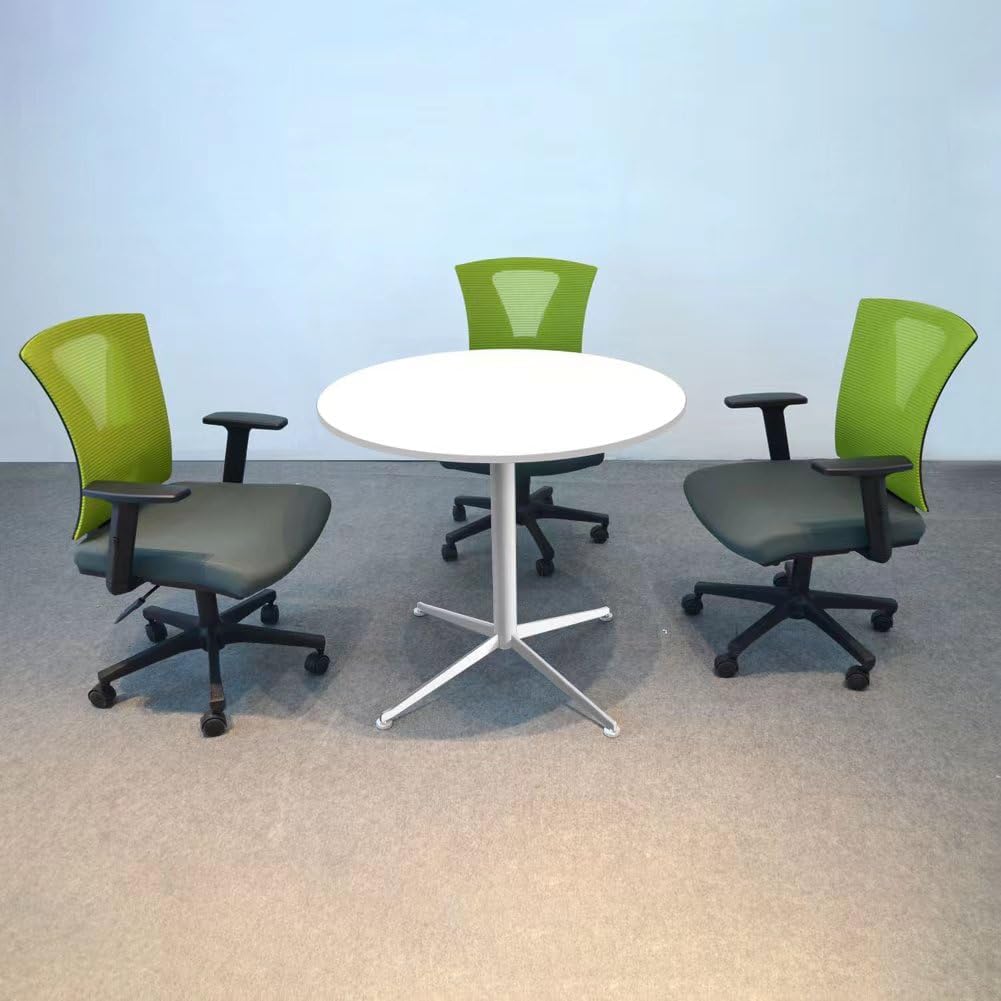 White Round Pedestal Office Table - Hình 2