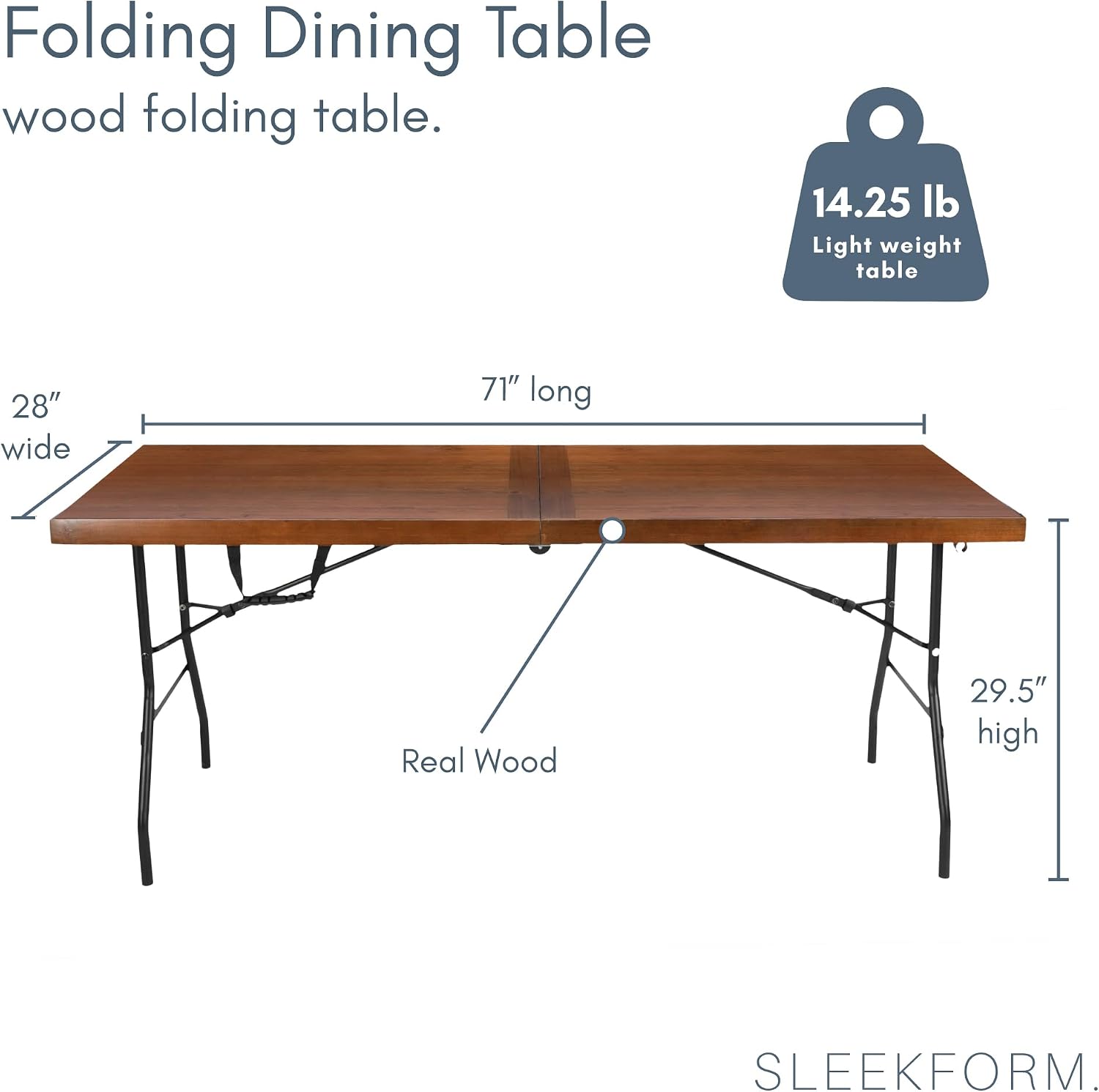 Sleekform Real Wood Folding Dining Table - Hình 2