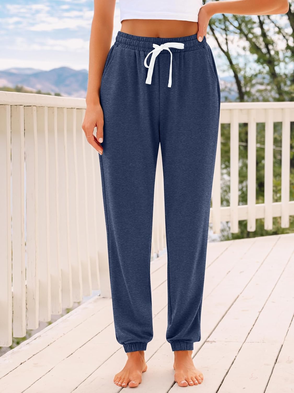 AUTOMET Women's High Waisted Lounge Sweatpants Jogger Pants with Pockets — view 2