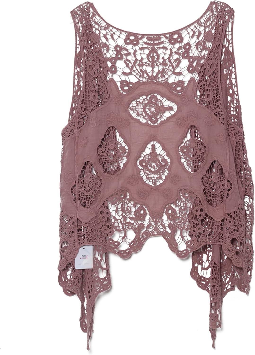 JASTIE Women Open Stitch Cardigan Boho Sleeveless Hippie Summer Hollow