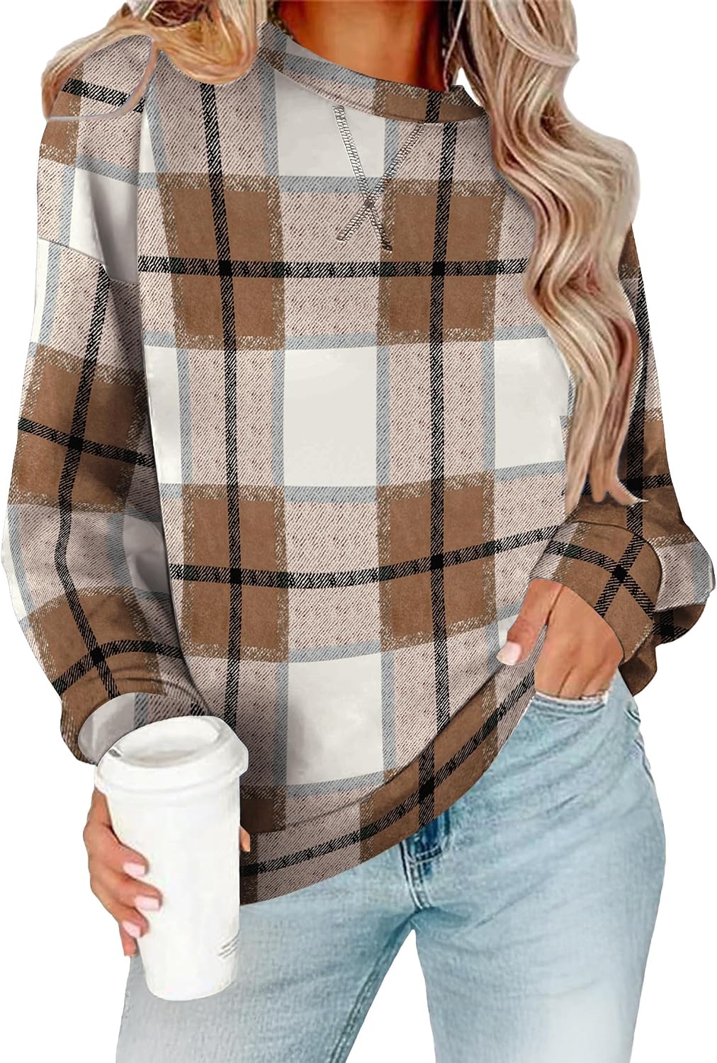 RUMIA CrewNeck Sweatshirts Long Sleeve Shirts Tops for Women Fall — view 2