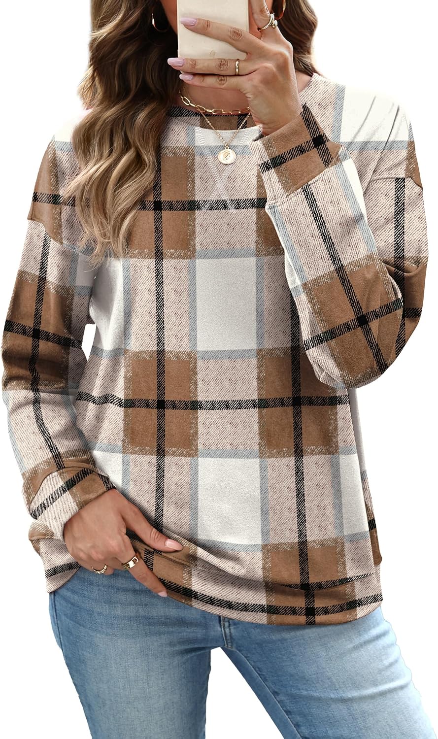RUMIA CrewNeck Sweatshirts Long Sleeve Shirts Tops for Women Fall