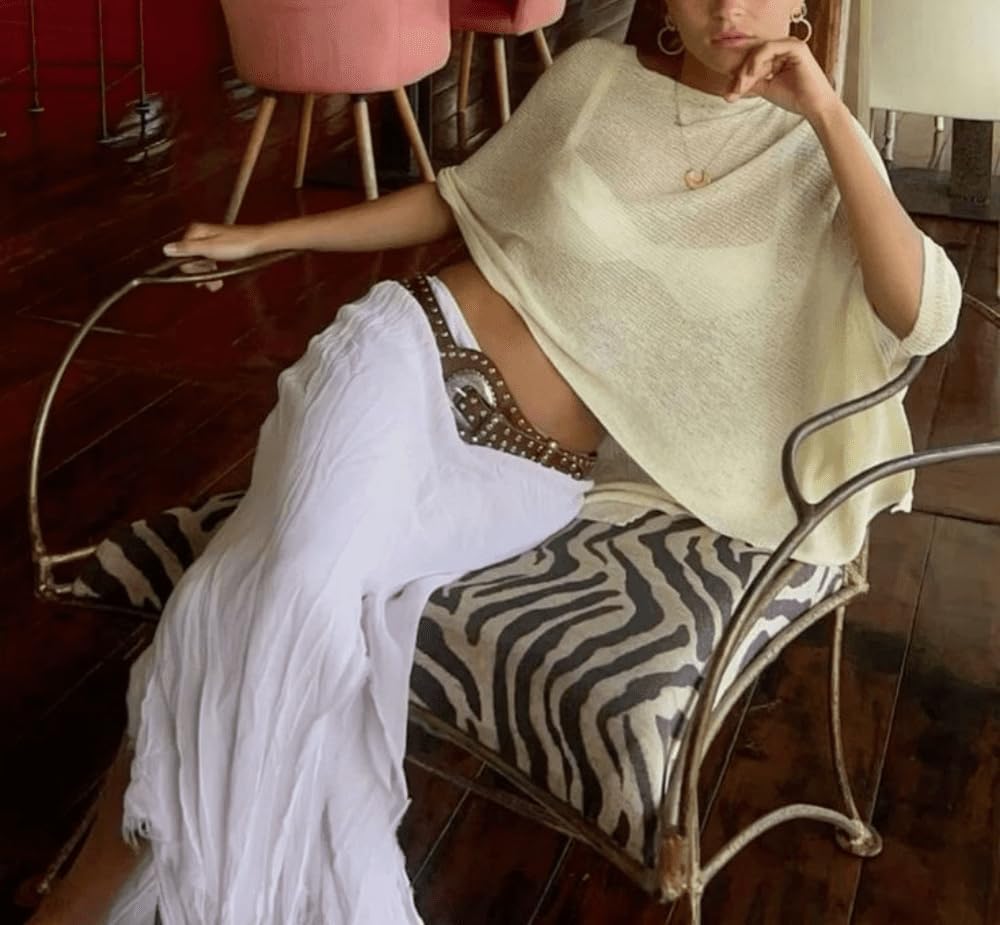 Women Sheer Poncho Top Lightweight Knit Crochet Shrug Bolero Mesh — view 2