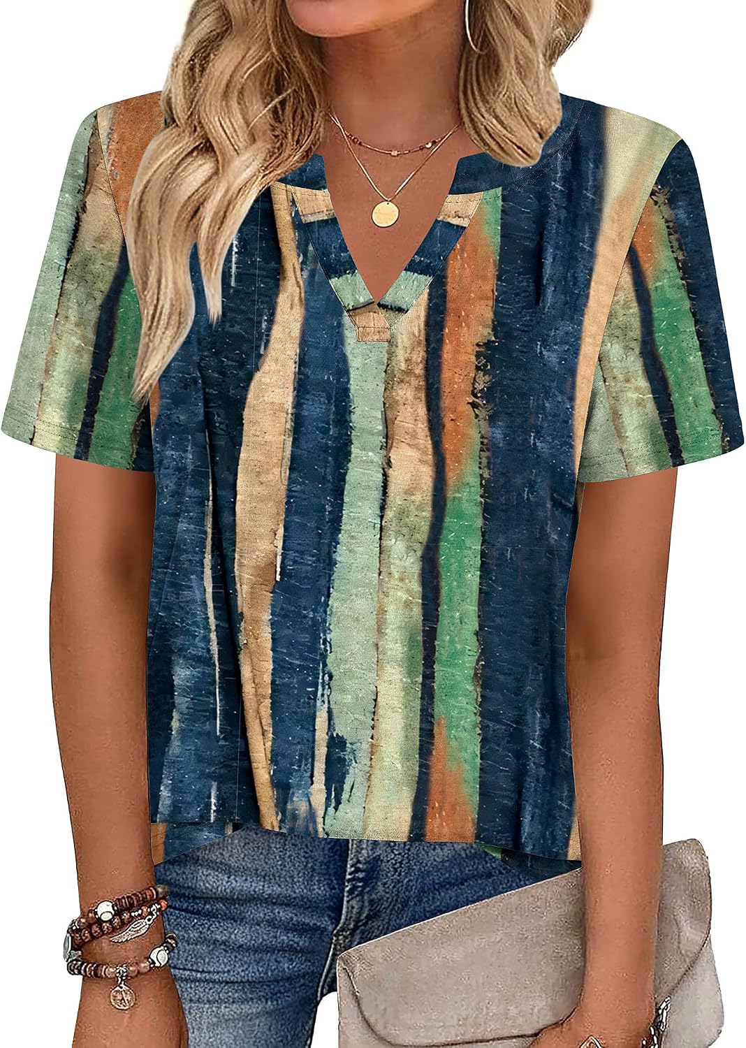 Zeagoo Womens Tops Short Sleeve V Neck Tee Shirts Cute Dressy Casual — view 2