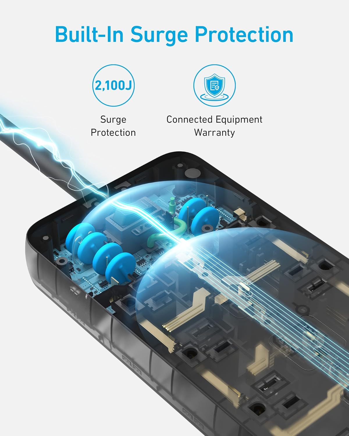 Anker Power Strip with 2100J Surge Protector, Outlet Extender, 20W, 12 — view 4
