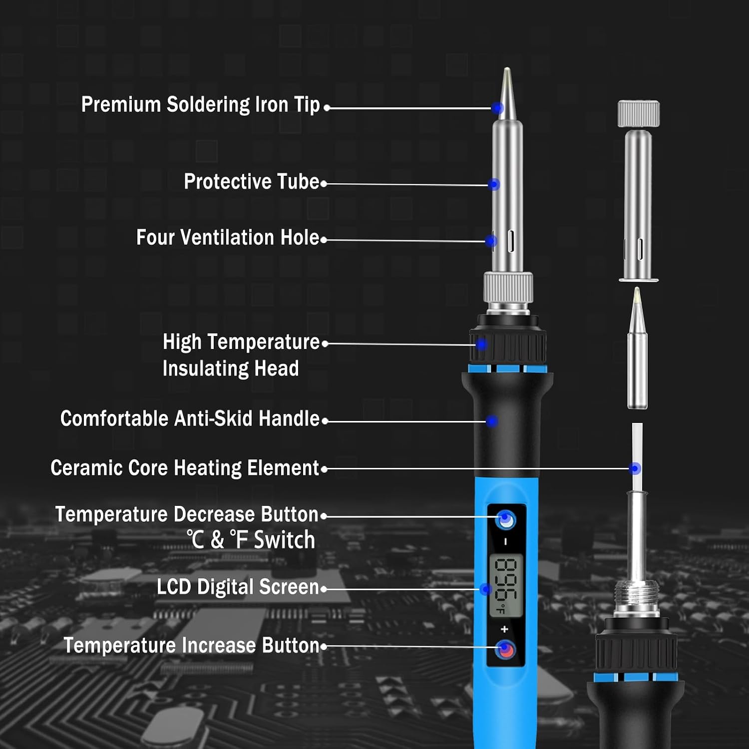 Soldering Iron Kit, 80W 110V Fast Heat up in 10s LCD Digital Adjustable — view 2
